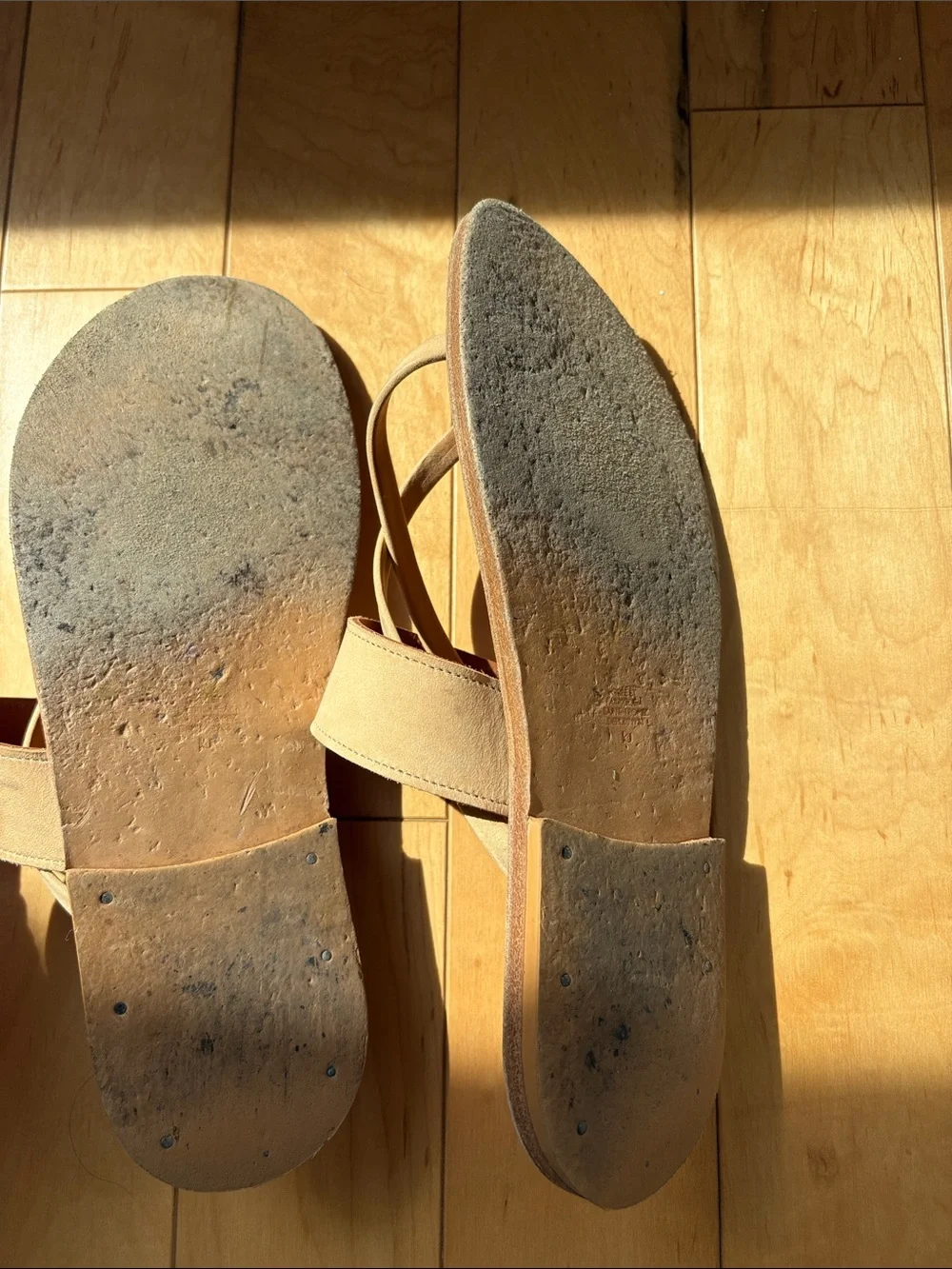 K.Jacques Beige Leather Toe-Loop Slide Sandals Nehru 39